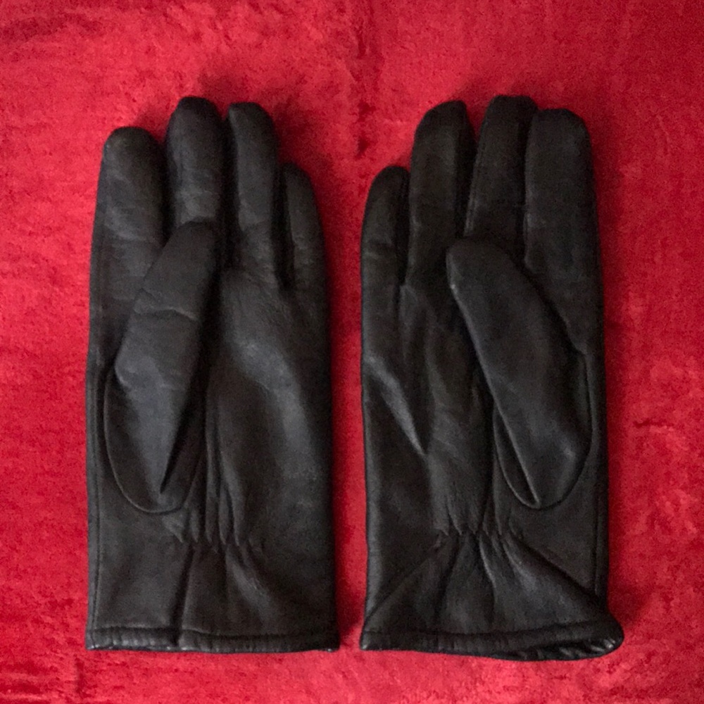 Ladies Black Leather Gloves Size 8 1/2